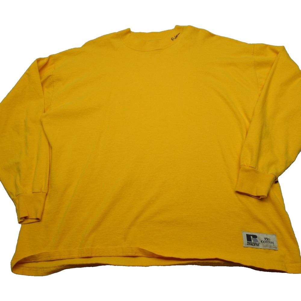 Russel Palmer Athletic Shirt Men XL Ylow Pro Cotton Long Sleeve Mockneck VTG 80s